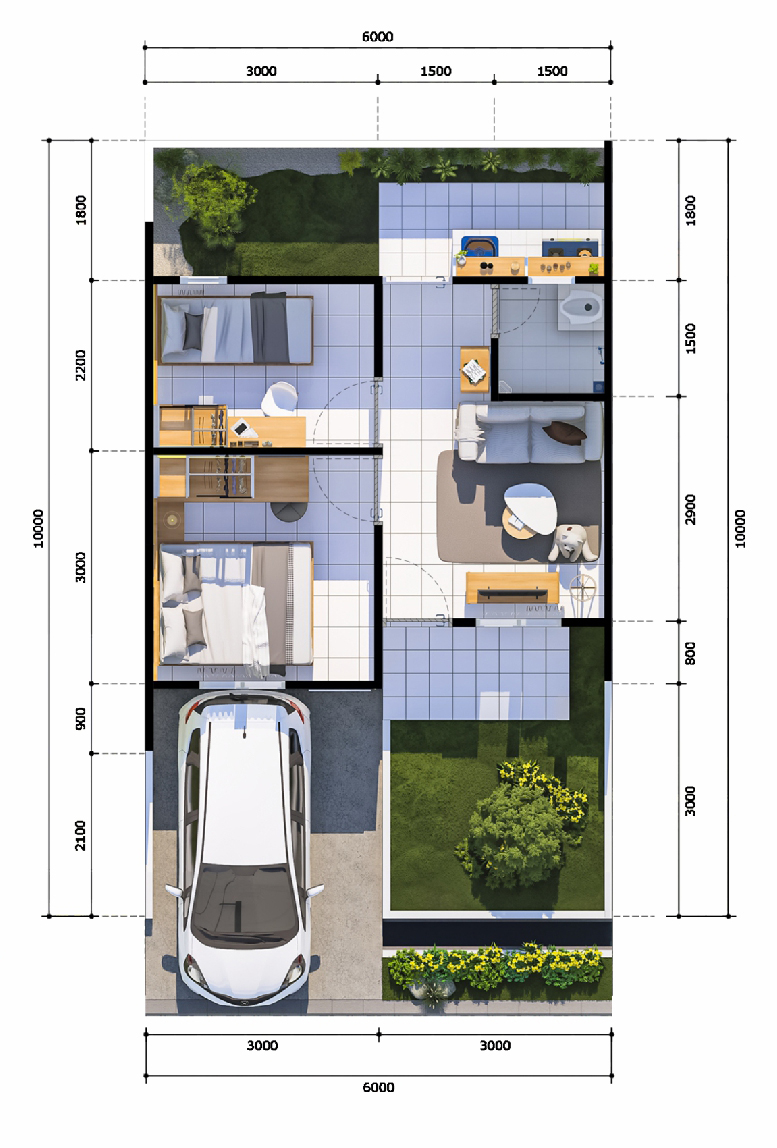 Denah Rumah 30/60 Pesona Kahuripan 14